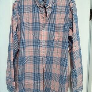 IZOD Men's Pink and Blue Plaid Shirt